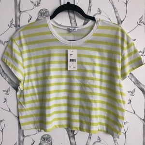 Splendid Cass Striped Cropped Tee Shirt - Large